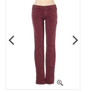 Current Elliott burgundy skinny jeans